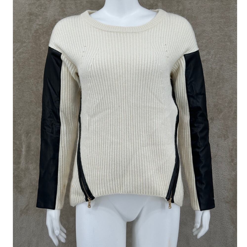 Milly Sweater Womens‎ Small Cream Black Colorblock Knit Wool Cashmere Oversized